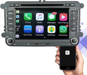 img 4 attached to 🚗 Улучшенная связь: 7-дюймовое двойное автомобильное стерео с поддержкой Apple Carplay, Android Auto, Bluetooth и HD-сенсорным экраном - идеально для VW, Skoda и Seat.