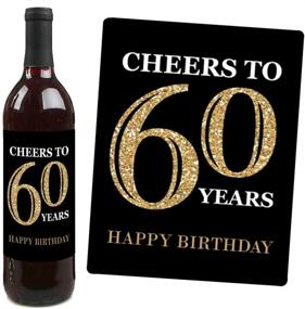 img 2 attached to Premium 60th Birthday Wine Bottle Label Stickers - Ideal Birthday Party Gift for Women and Men - Elegant Gold Design - Set of 4