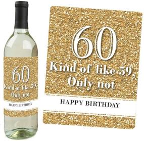 img 3 attached to Premium 60th Birthday Wine Bottle Label Stickers - Ideal Birthday Party Gift for Women and Men - Elegant Gold Design - Set of 4