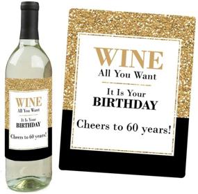 img 1 attached to Premium 60th Birthday Wine Bottle Label Stickers - Ideal Birthday Party Gift for Women and Men - Elegant Gold Design - Set of 4