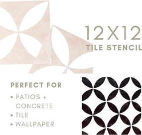 img 3 attached to Reusable Floor Stencils for Painting Floors, Wall Tile, Wood, and Concrete - Tile Stencil 12x12 Inch (2 Pack) - Large Floor Stencil by More Lovely Days