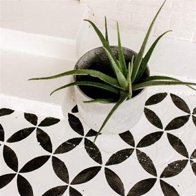 img 2 attached to Reusable Floor Stencils for Painting Floors, Wall Tile, Wood, and Concrete - Tile Stencil 12x12 Inch (2 Pack) - Large Floor Stencil by More Lovely Days