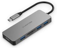 🔌 lention usb c-концентратор с 4k hdmi, 3 портами usb 3.0, считывателем карт sd/micro sd - совместим с macbook pro 13/15/16 (2021-2016), новым macbook air/surface - сертифицированный многофункциональный адаптер с устойчивым драйвером (cb-c18, цвет space gray) логотип