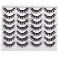 🐱 12mm fluffy short fake lashes - pack of 14 pairs: false eyelashes with natural look & cat eye shape | 3d faux mink lashes set by pawotence logo