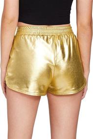 img 3 attached to 🌟 Shiny Metallic Shorts for Women - Stylish Elastic Waist Pants by SweatyRocks