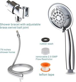 img 1 attached to 🚿 High Pressure Hand Held Shower Head with 5 Spray Settings and 78 Inches Long Shower Hose - Multi-functional Massage (Chrome1)