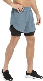 img 2 attached to 🏃 Gesean Men's Workout Running Shorts 5" - Lightweight 2-in-1 Gym Training Sport Short with Phone Pockets