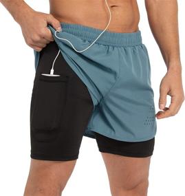 img 4 attached to 🏃 Gesean Men's Workout Running Shorts 5" - Lightweight 2-in-1 Gym Training Sport Short with Phone Pockets