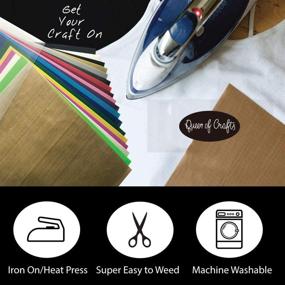 img 3 attached to 🎨 Queen of Crafts HTV Heat Transfer Vinyl: Craft with 20 Assorted Color Sheets - Perfect for Iron On T-Shirts, Bags, Shoes and More! Teflon Sheet Included. Compatible with Cricut, Silhouette.