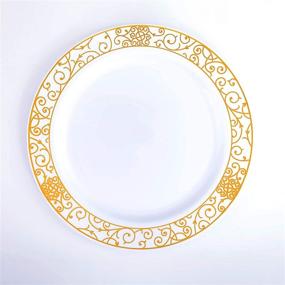 img 2 attached to 🍽️ HomyBasic 190 Pcs Gold Disposable Plastic Plates & Silverware Set for 25 - Fancy Dinnerware Sets, Cups & Paper Napkins. 30 Pcs for Forks, Spoons, Knives, Ideal for Wedding, Birthday, Dinner Party