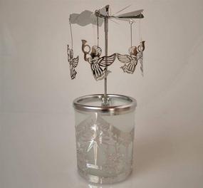 img 3 attached to 🕯️ Enchanting Glass Metal Rotary Candle Holders - Spinning Tealight Carousel with Silver Fairy Angel and Christmas Decoration - Perfect Home Table Gift for Mom, Wife, Kids Birthday - 6 ¼ Inch Tall (Angels)