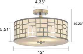 img 2 attached to SOTTAE 12-Inch Elegant Semi-Flush Mount Ceiling Light, Chrome Metal Drum 🔆 Fixture for Bedroom, Glass Diffuser Ceiling Lamp for Living Room, Kitchen, Hallway, 2-Light