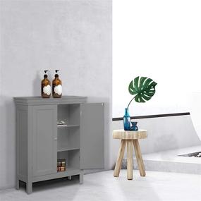 img 3 attached to 🚽 Modern Grey Bathroom Floor Cabinet: Teamson Home Stratford - Ample Storage & Sleek Design