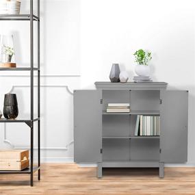 img 2 attached to 🚽 Modern Grey Bathroom Floor Cabinet: Teamson Home Stratford - Ample Storage & Sleek Design