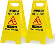 3-pack collapsible caution wet floor sign, yellow, bilingual warning signs logo