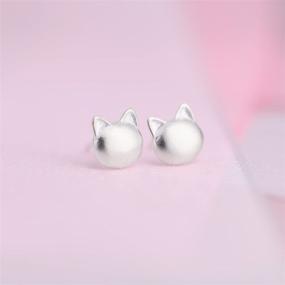 img 3 attached to 🐱✨ Sparkling Cat Ear Earrings: HANFLY Cat Stud Earrings with Rhinestones