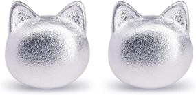 img 4 attached to 🐱✨ Sparkling Cat Ear Earrings: HANFLY Cat Stud Earrings with Rhinestones