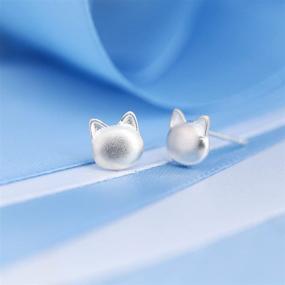 img 1 attached to 🐱✨ Sparkling Cat Ear Earrings: HANFLY Cat Stud Earrings with Rhinestones