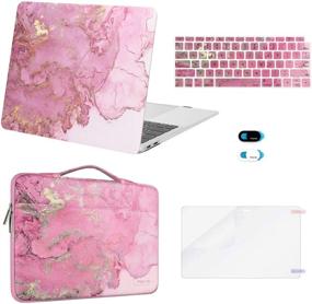 img 4 attached to 🎨 MOSISO MacBook Air 13 inch Case 2020-2018: Watercolor Marble Design, Pink, Includes Sleeve Bag, Keyboard Skin, Webcam Cover, Screen Protector