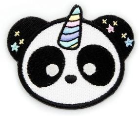 img 4 attached to Winks For Days Pandacorn Embroidered Iron-On Patch - Adorably Unique and Easy DIY Decal