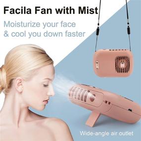 img 1 attached to 💦 Portable Neck Fan with Nano Mist Sprayer - Personal Cooling and Hydration, USB Mini Desk Fan for Sport, Office, Outdoor, Hiking, Camping, Travel - Rechargeable Battery Operated