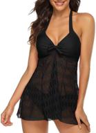 👙 luxevo women's halter lace crochet fly away tankini swimsuit set - missvog collection logo