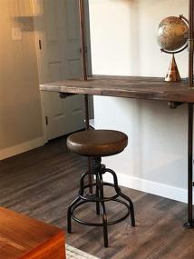 img 3 attached to Versatile Set of 2 Industrial Swivel Leather Metal Bar Stools | Adjustable Counter Height Café Dining Chairs | 20-27 Inch Tall Kitchen Stools