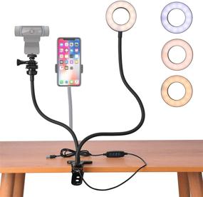 img 4 attached to 360° Rotating and Flexible Gooseneck Webcam Ring Light Stand for Live Stream by uunumi - Compatible with Logitech Brio 4K, C930e, C930, C925e, C922, C922x, C615 - Includes Webcam Mount and Phone Holder