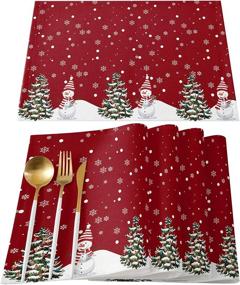 img 4 attached to Christmas Placemats Set Red Holiday Table Table Home Decoration Food Service Equipment & Supplies