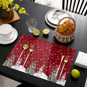 img 1 attached to Christmas Placemats Set Red Holiday Table Table Home Decoration Food Service Equipment & Supplies
