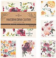 🌼 swedish dish cloth 5 pack: eco friendly reusable biodegradable kitchen towels with farmhouse boho floral design logo