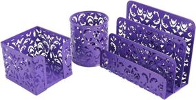 img 3 attached to 📎 Efficiently Organize Your Office with the EasyPAG Cute Office Supplies Desk Organizer Set - Purple