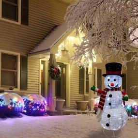 img 1 attached to 🎄 35.4IN Handmade Foldable Snowman Decorations Lights with 60LED – Lighted Outdoor Christmas Decor IP44 Waterproof Yard Lawn Lights for Xmas Party Holiday Decoration