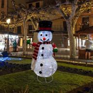 🎄 35.4in handmade foldable snowman decorations lights with 60led – lighted outdoor christmas decor ip44 waterproof yard lawn lights for xmas party holiday decoration logo