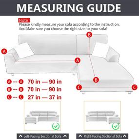 img 2 attached to 🛋️ SUKODIS Stretch 2-Piece Sectional Couch Sofa Covers – L Shape Slipcover with Pillow Cases – Grey, Sofa Length: 70-90 inches