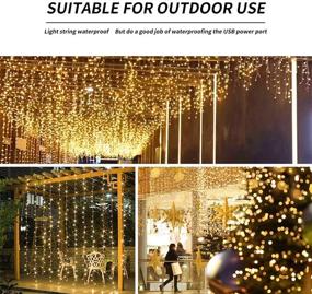 img 2 attached to Curtain String Lights - Remote Control, Dimmable & 8 Modes - Battery/USB Powered - 200 LED Fairy Lights for Wedding, Bedroom, Party, Christmas Decor - 9.8 x 6.6Ft