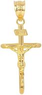 🔥 stunning 10k yellow gold 1.2" inri crucifix cross pendant charm - enhance your style with this pendant only logo