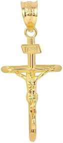 img 4 attached to 🔥 Stunning 10K Yellow Gold 1.2" INRI Crucifix Cross Pendant Charm - Enhance Your Style with this Pendant Only