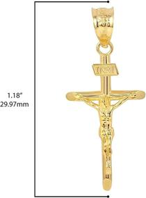 img 2 attached to 🔥 Stunning 10K Yellow Gold 1.2" INRI Crucifix Cross Pendant Charm - Enhance Your Style with this Pendant Only