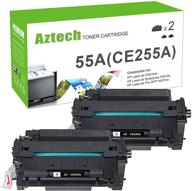 🖨️ high-quality aztech compatible toner cartridge replacement for hp 55a 55x ce255a ce255x toner - perfect for hp laserjet p3015/p3015dn/p3015x, hp laserjet pro 500 mfp m521dn/m521dw/m521 m525 printers (black, 2-pack) logo