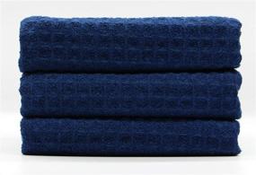 img 3 attached to 🧽 VeraSong Microfiber Waffle Weave Kitchen Towels – Absorbent Dish Drying & Tea Towels, Lint-Free, 3 Pack (Navy Blue)