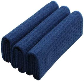 img 1 attached to 🧽 VeraSong Microfiber Waffle Weave Kitchen Towels – Absorbent Dish Drying & Tea Towels, Lint-Free, 3 Pack (Navy Blue)