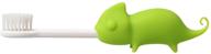 ручная зубная щетка steti для детей от 2 до 8 лет, мягкие щетины без bpa, бережное воздействие на десны и зубы, прочное силиконовое покрытие, удобная рукоятка, милый дизайн ящера в зеленом цвете. логотип