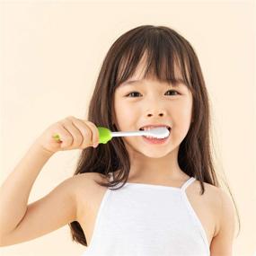 img 2 attached to Steti Manual Toothbrush for Kids 2-8 Years Old, BPA-Free Soft Bristles, Gentle on Gums, Teeth, Non-Slip Silicone Grip, Easy-to-Hold Handle, Cute Lizard Design in Green