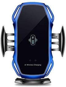 img 4 attached to 🔌 SEGEMS Fast Charging 3-in-1 Wireless Charger with Auto Clamping Phone Holder for Mobile Use in Car - A5 Car Charger, Blue