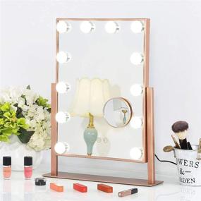 img 4 attached to Hollywood Makeup Vanity Mirror with 12 Dimmable LED Bulbs & 10x Magnification - Rose Gold - Perfect for Women and Girls