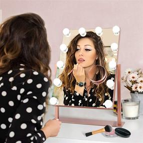 img 1 attached to Hollywood Makeup Vanity Mirror with 12 Dimmable LED Bulbs & 10x Magnification - Rose Gold - Perfect for Women and Girls