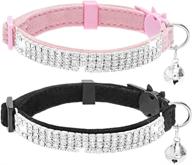 expawlorer rhinestone cat collar with breakaway bells - 2 pack bling diamante collars - soft velvet adjustable shining collar for cats, kittens, and small dogs logo