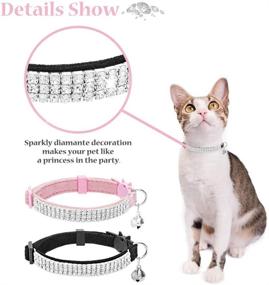 img 1 attached to EXPAWLORER Rhinestone Cat Collar with Breakaway Bells - 2 Pack Bling Diamante Collars - Soft Velvet Adjustable Shining Collar for Cats, Kittens, and Small Dogs