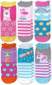 img 4 attached to 🧦 Jefferies Socks 6 Pack of Girl's Novelty Pattern Crew Socks with Unicorn, Llama, Giraffe, and Flamingo Designs